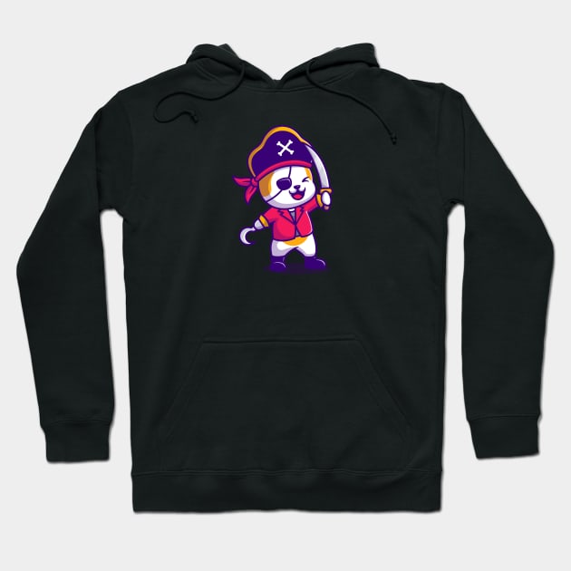 Cute Cat Pirate With Sword Cartoon Hoodie by Catalyst Labs